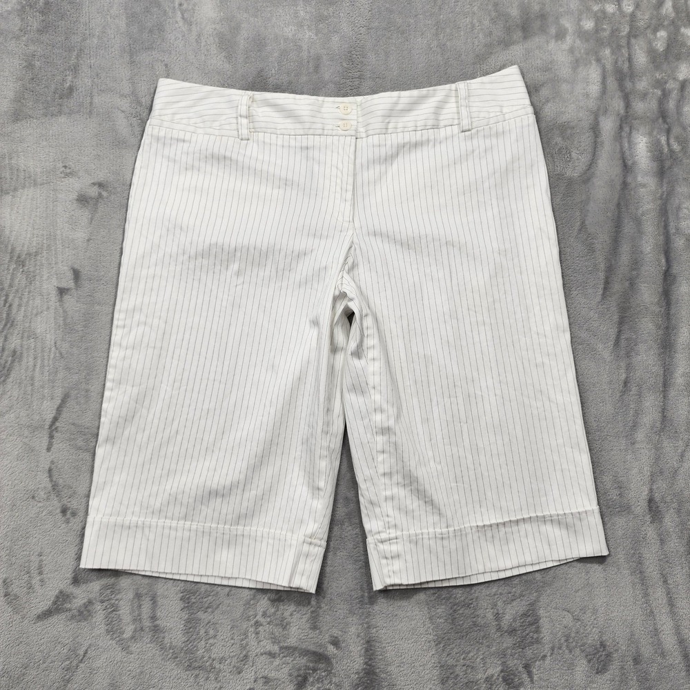 Vintage AGB Shorts Womens 14 White Pinstripe Bermuda Twill‎ Stretch Casual